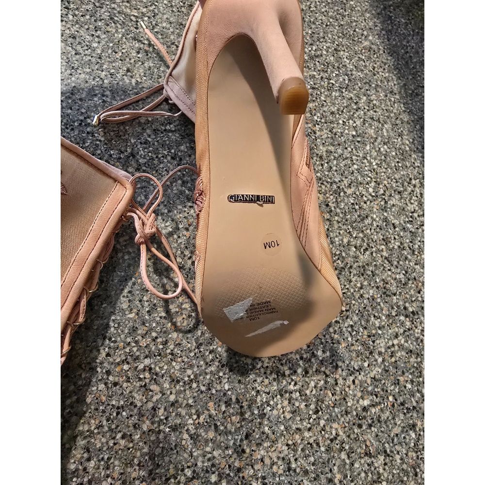 Gianni Bini Blush Pink Victorian Open Toe Boots Lace Up  Floral Mesh WM SZ 10